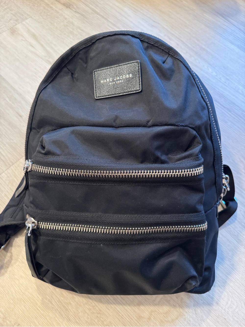 Marc Jacobs Black Nylon Backpack with Silver-Tone Hardware